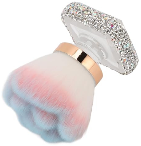 Yinhing Nail Dust Collector - Rhinestone Blush Nail Art Dust Brush - Nail Tech Must Have With Ergonomic Shape And Colour For Nail Techs