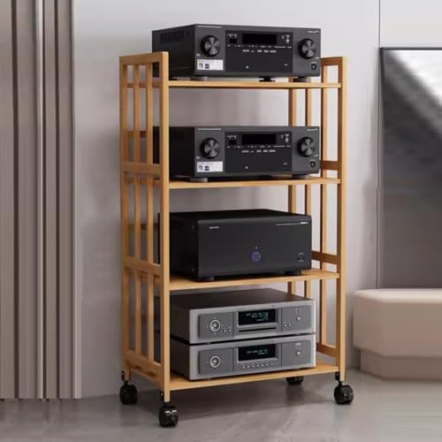Plattenspieler-Ständer, 2/3/4/5-stufiger Medienständer/Audio-Stereo-Rack, robuste moderne Lautsprecherhalterung, Audio-Rack-Ständerturm/Schrank mit verstellbaren Regalen(Color1,4 Tier/55cm(21.7inch) l