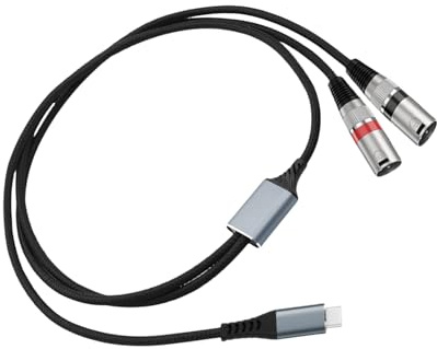 MCAOAL Câble adaptateur USB C vers 2 XLRS mâle Répartiteur en Y pour équipement de studio avec technologie de décodage haute fidélité 384 kHz Type C vers câble audio XLRS vers double