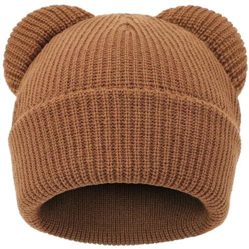DRESHOW Kleinkind Beanie Baby Wintermützen Baby Weich Stricken Süße Bärenohren Mütze für Jungen Mädchen Warm Mütze Mützen für 0 Monate-6 Monate