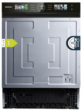 Cecotec Lavavajillas Semi-Integrable de 60cm Bolero Aguazero 6620 S-BI C, 1850W, 15 Cubiertos, 8 Programas, Motor Inverter, Pantalla FullColor XXL, Smart Wash, Turbo Dry+, AutoClean, Dual Zone Wash