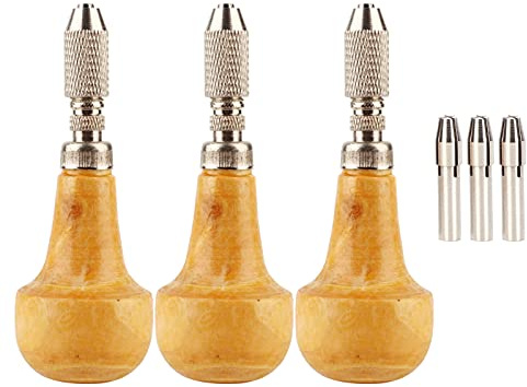 Smandy 3 Set Pin Vise Gaver Tipo de Gavero CHUCK Boquilla de Bloqueo de Boquilla Herramienta de Fabricación de Joyas para Madera, Resina, Nogal, ámbar con Cobre