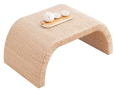 Tatami - Mesa baja de madera, mesa de altar de mimbre tejida a mano, diseño portátil para uso doméstico