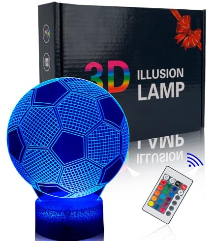 Skythrive Veilleuse de Football pour Enfants - Lampe de Chevet LED 3D 16 Couleurs, Cadeau de Football pour Garçons 7~10 Ans, Décoration de Chambre