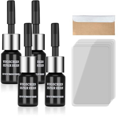 NHPY 4pcs Reparation Pare Brise,Kit De Réparations De Verre Fissuré,Réparation Pare Brises,Brise Pour Réparer Les Égratignures,Les Fissures Étoiles