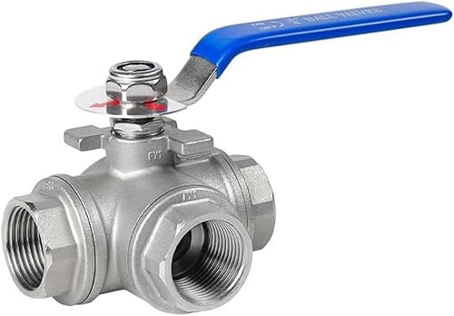 Three-Way Ball Valve, T-Port/L-Port, 304 Stainless Steel, 1/4 to 2 Inch, Threaded