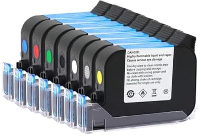 QWsdR Cartouche d'encre 2588 + M 2588 2588 +, séchage Rapide, Eco solvant, Hauteur d'impression 12.7mm, imprimante à Jet d'encre colorée, Compatible avec 2588 + M 2588 2588 +(1set(7Colors))