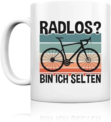 Fahrrad Tasse lustig - RADLOS? BIN ICH SELTEN - Lustige Tassen mit Fahrradmotiv für Herren Damen Radfahrer Kaffeetasse Keramikbecher für Mountainbike Rennrad Fans Fahrrad Geschenk Idee