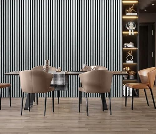 Acoustic Tall Wall Panels 600MM X 2800MM Pack of 3 Soundproof Decorative Panels for Noise Reduction in Studio, 3D Slat Wall Panelling 5.04m² per Pack (02WO Grey Marble)
