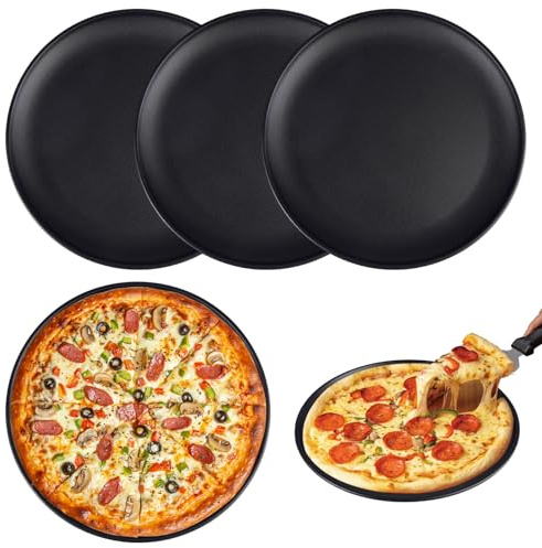 4 Pcs Molde Pizza Redondo Antiadherente Inoxidable,26cm para Pizza,Tartas