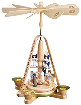 Richard Glässer 1 - Nivel de Pyramid Escalera Ángel de la Navidad alemán - 11 Pulgadas - 28 cm - Auténtico alemán Erzgebirge pirámides de Navidad