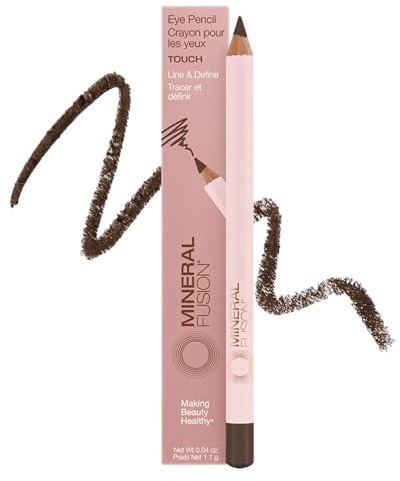 Mineral Fusion Eye Pencil (Dark Brown - Touch) - Eyeliner with Soothing Chamomile, Meadowfoam & Vitamin E - Smooth & Long Lasting, Hypoallergenic, Non-Irritating Eye Makeup