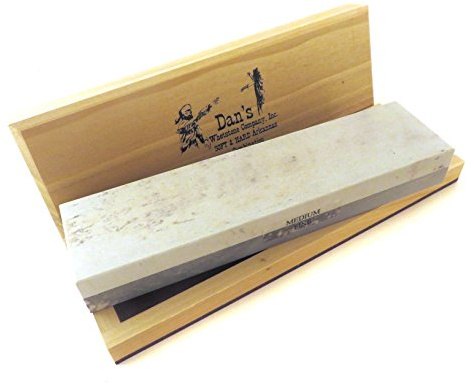 Genuine Arkansas Combination Soft (Medium) and Hard (Fine) Knife Sharpening Bench Stone Whetstone 8 x 2 x 1 in Wood Box MFC-8-C