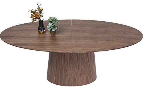 Kare Design Ausziehtisch Benvenuto Walnut, Oval, 6-8 Personen, hochwertige Verarbeitung, Stilvoll, Ausziehbar, Robust, Esstisch, Arbeitstisch, Wohnzimmer, Büro, 76x200x110 cm (H/B/T)