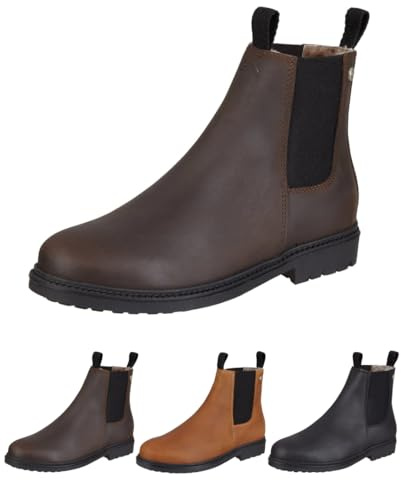 SUEDWIND FOOTWEAR Reitstiefeletten New Work Winter für Damen – 35-46 | Chelsea Boots aus Leder – Reit- & Freizeit-Stiefelette mit Gummisohle, OrthoLite-Fußbett & Merino-Lammfellfutter – Schuhe
