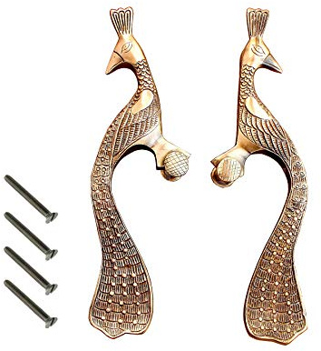 eSplanade - 33 cm Pfau Türgriff - 2er Set | Wohnkultur | Messing Türgriffe - Brass Door Handle