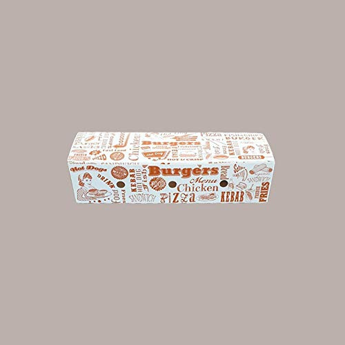 LUCGEL Srl 50 Pz Scatola Contenitore Porta Hot Dog RICHIUDIBILE in Carta DRIVE IN Biodegradabile Compostabile per Asporto Alimenti 230x74,57H54mm