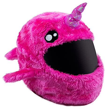 Moto Loot Helmüberzug für Motorradhelm, lustige Fahrten und Geschenke (nur Bezug, Helm nicht im Lieferumfang enthalten) - Pink Narwal