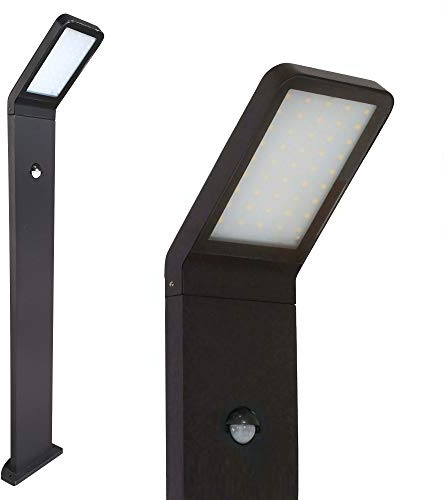 Maxkomfort LED Außenleuchte Standleuchte mit Bewegungsmelder schwarz Aluminium 10 Watt, 80cm, IP54, | Wegeleuchte 337-800BM