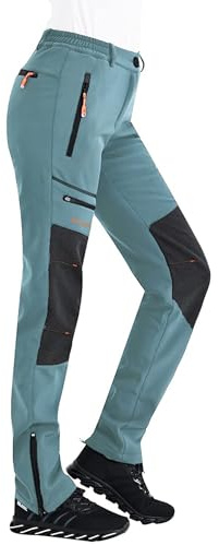 Postropaky Womens Outdoor Snow Ski Pants Waterproof Hiking Insulated Softshell Pants Snowboard Zipper Bottom Leg (sky blue,6Short)