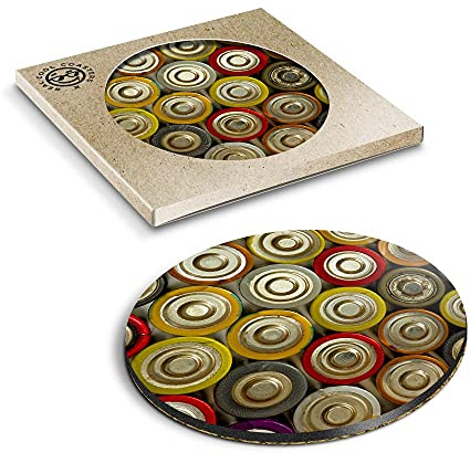 1 x Eco Boxed Cork Coasters - Retro Batteries Power Bank Drink Cup Mug Glass Table Mat #3084