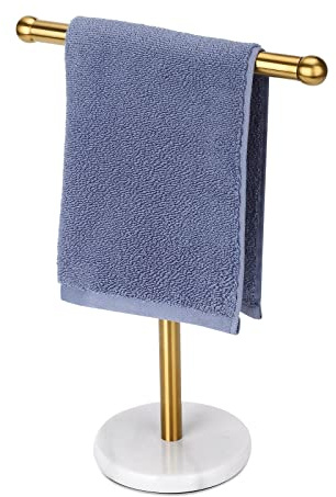 Support Porte-Serviette avec Base en Acier Inoxydable Lourd, Porte-Serviettes en Forme de T, sur Pied pour Salle de Bain, Coiffeuse, comptoir en Acier Inoxydable 304 (doré)