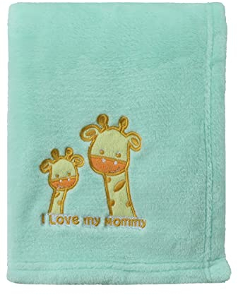 CREVENT - Coperta leggera, calda, morbida e accogliente in pile, per passeggino e culla, 75cmX100cm, per il compleanno di un bambino (giraffa verde)