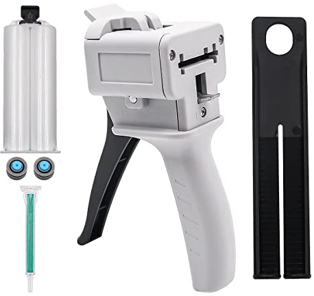 VOANZO 6 x Hand-Klebepistolen-Set 1:1, zweiteiliges Epoxid-Kleber-Mischen, 50 ml für Epoxidharz-Kleber, AB-Kleber