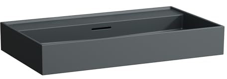 LAUFEN Kartell Aufsatzwaschtisch, ohne Hahnloch, mit Überlauf, 800x460mm, H8163367581091, Farbe: Graphit matt