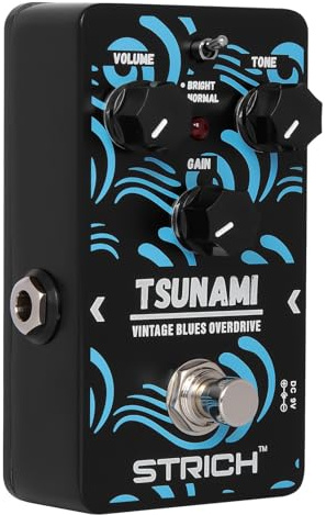 STRICH TSUNAMI Overdrive Gitarrenpedal, Blues Drive Vintage Overdrive Warm und Hot Modi, True Bypass für Gitarren, Schwarz