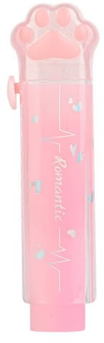 Worparsen 1 gomme rétractable en forme de patte de chat de dessin animé, rechargeable, pour étudiants, bureau, école, rose
