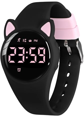 aswan watch Orologio Digitale Bambina Bambino con Contapassi,Calorie e Distanza senza App,Sveglia, Cronometro, Data, Luce-Orologio da polso Ragazza Ragazzo con Cinturino in Silicone