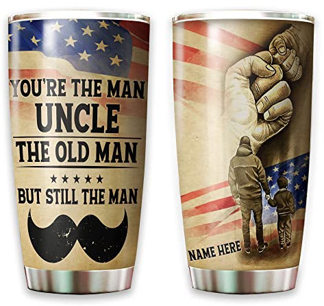 Tea Cup 590ml Thermal Coffee Cup with Straw and Lid Insulated Travel Mug for Dad Mom Birthday Custom Name Uncle Tumbler You're The Man The Old Man But Still The Man