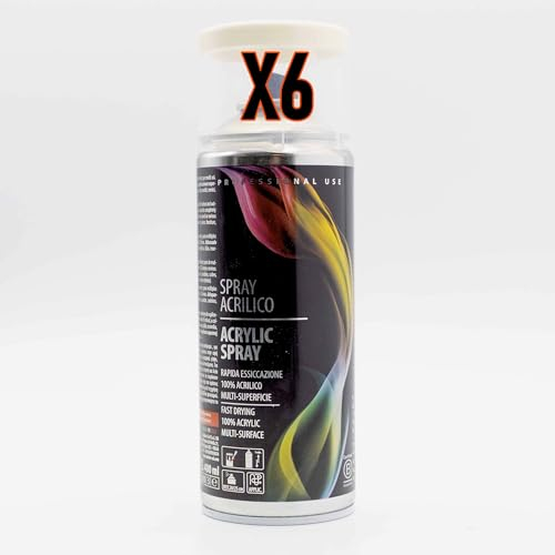 SIMPLETEK - 6 Einheiten Sprühfarbe Weiß Creme 400 ml | Spraydose White Cream für Innen und Außen Universal