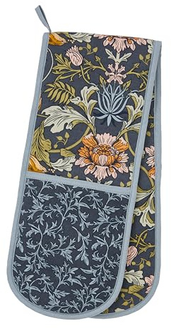 Ulster Weavers - William Morris Double Oven Gloves (88 x 18cm) - 100% Cotton - Traditional Navy Oven Gloves Heat Resistant - Washable - Jacobean Oven Gloves - Kitchen Accessories - Kitchen Gifts