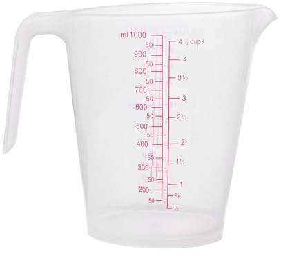 IEFIEL Kunststoff Messbecher mit Griff 250ML 500ML 1000ML Messkanne Mischbecher Backen Messbecher Kunststoffbecher für Küche Labor Klar C 1000ML