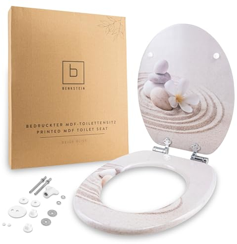 Benkstein® Toilettendeckel mit Absenkautomatik Beige Bliss – antibakterieller WC Sitz – Quick-Release zur einfachen Reinigung – einfache Montage – Duroplast – abnehmbar – bis 150 kg belastbar