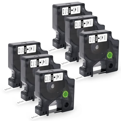Molabel 6er-Pack 40913 Etikettenband für Dymo D1, 9 mm x 7 m, Schwarz/Weiß | Ersatz für S0720680, kompatibel mit Dymo LabelManager 160, 210D, 260P, 360D sowie LabelWriter 400 und 450 Duo