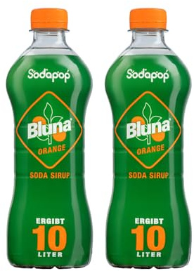 Sodapop Sirup Bluna Orange, schnell & einfach zubereitet, 1 Flasche ergibt 10 L Fertiggetränk, 500 ml (Packung mit 2)