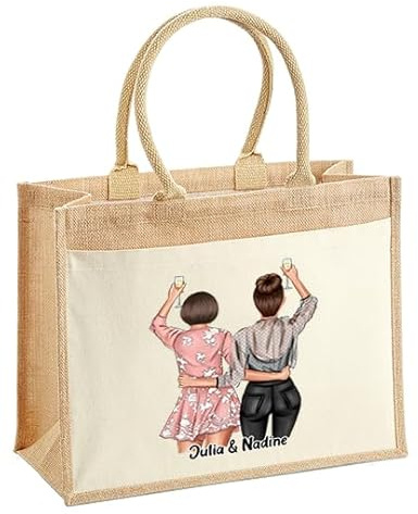 LIEBTASTISCH - Jutetasche mit Personalisierung - Beste Freundin - Motiv zum anpassen - Persönliches Geschenk für Freundinnen (L)