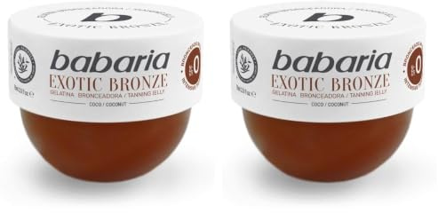 Babaria - Exotic Bronze, Gelatina Bronceadora de Coco, con Aceite de Coco, Nutre e Hidrata la Piel, Resistente al Agua, 100% Vegano - 75 ml (Paquete de 2)