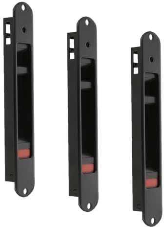 Amig - Cierre de Embutir para Ventanas y Puertas Correderas de Aluminio | Cerradura de Gancho para Empotrar | Aluminio | Color Negro | Medidas: 174 x 29 mm (Paquete de 3)