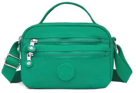 JANKS Sac bandoulière imperméable pour femme, sac à bandoulière pour femme, nylon, plusieurs compartiments, vert
