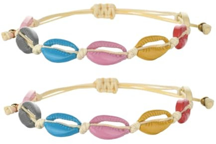 Holibanna 2stücke Strand Muschel Armbänder Verstellbar Boho Perlen Ketten Schmuck Für Sommer Urlaub Strand Zubehör