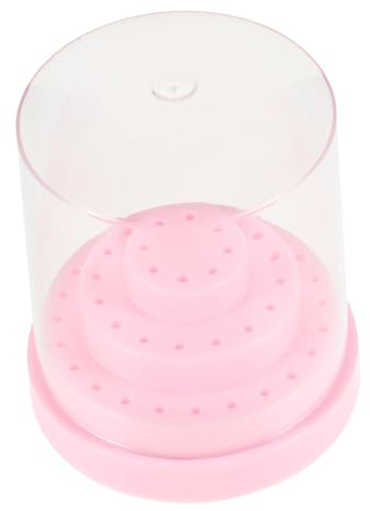 Ipetboom Nail Drill Bits Storage Box 48-slot Pink Manicure Tool Organizer Dustproof Case for Nail Art Salon and Home Use