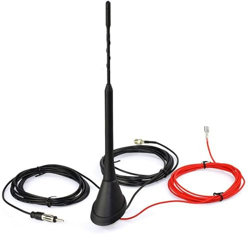 Antena de radio digital autodigital / + FM en la antena con amplificador integrado | Antena de techo oculto con tapón/SMA, amplificador de señalización y separador para vehículos