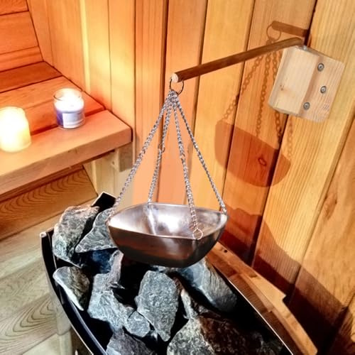 MOUMOUTEN Bastu aromaterapiskål, rostfritt stål bastu arom skål eterisk olja kopp väggmontering med justerbar svängarm bastu tillbehör för personliga eller hem spa bastu (fyrkantig 20 cm)