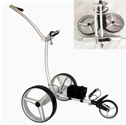 Electric Folding Junior g-olf Trolley,Climbing Ability 30 Degrees,no Noise,Lightweight 3 Wheels G-olfs Trolley with Convenient Handle,Scoreboard,Holder and Remote Control