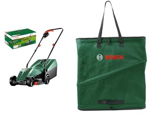 Bosch kabelgebundener Rasenmäher EasyRotak 32-235 (1200-W-Motor, Schnittbreite: 32 cm, 31-Liter-Grasfangkorb)+ Pop-Up-Sack, kompakt 60 l (Faltbarer Sack für praktisches Aufsammeln von Gartenabfällen)