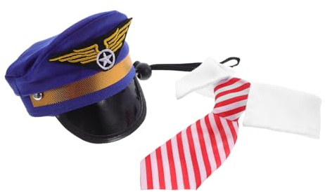 UTHCLO Bestickte Pilotenmütze für Haustiere mit Krawatte Festlicher Hunde Katzenhut für Weihnachten Verkleidung Fotoshootings und Party-Accessoire Schnelles Anziehen Vielseitiges